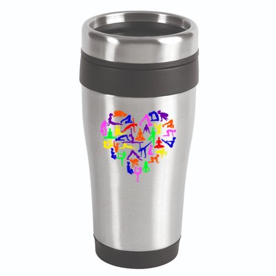 Heart Made Up Of YOGA Positions 16oz Travel Tumbler