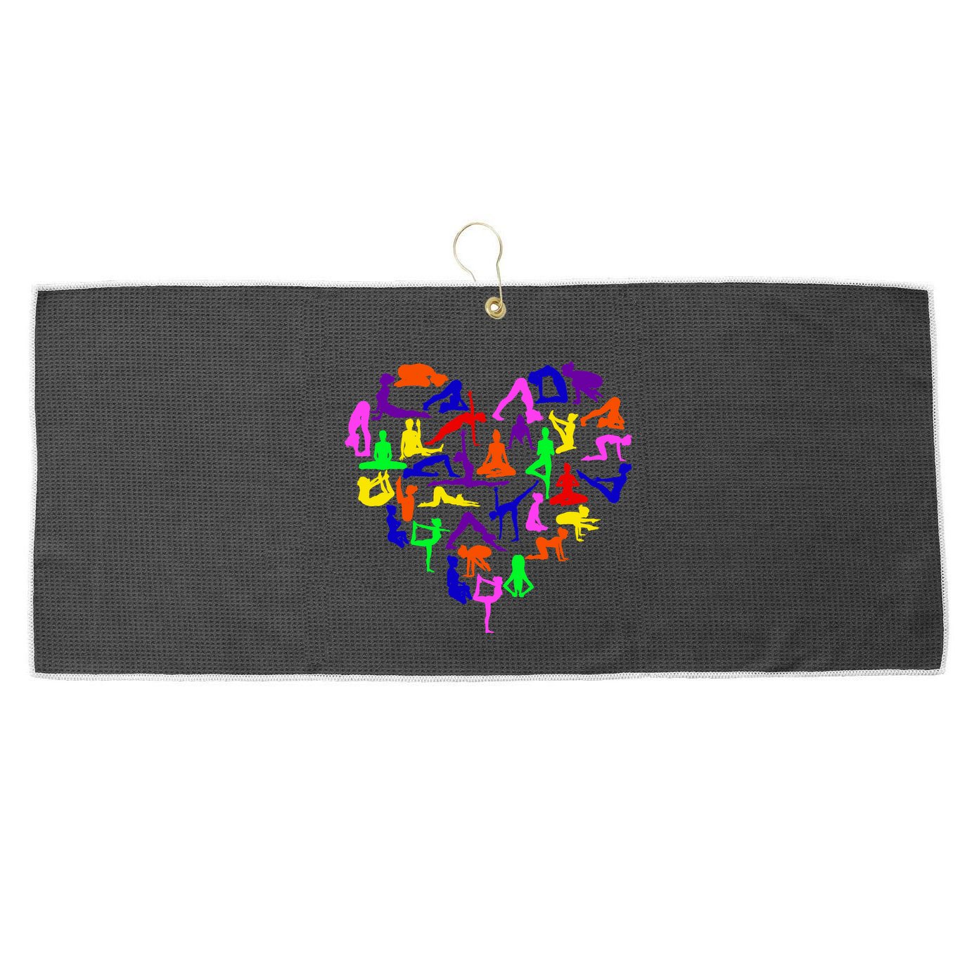 Heart Made Up Of YOGA Positions Large Microfiber Waffle Golf Towel