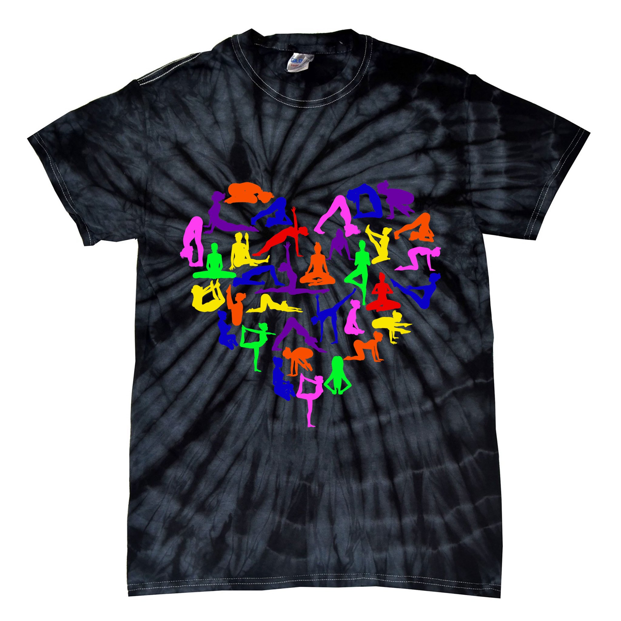 Heart Made Up Of YOGA Positions Tie-Dye T-Shirt