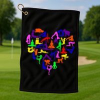 Heart Made Up Of YOGA Positions Golf Towel