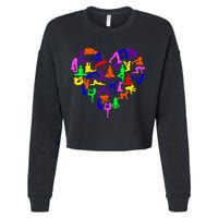 Heart Made Up Of YOGA Positions Cropped Pullover Crew