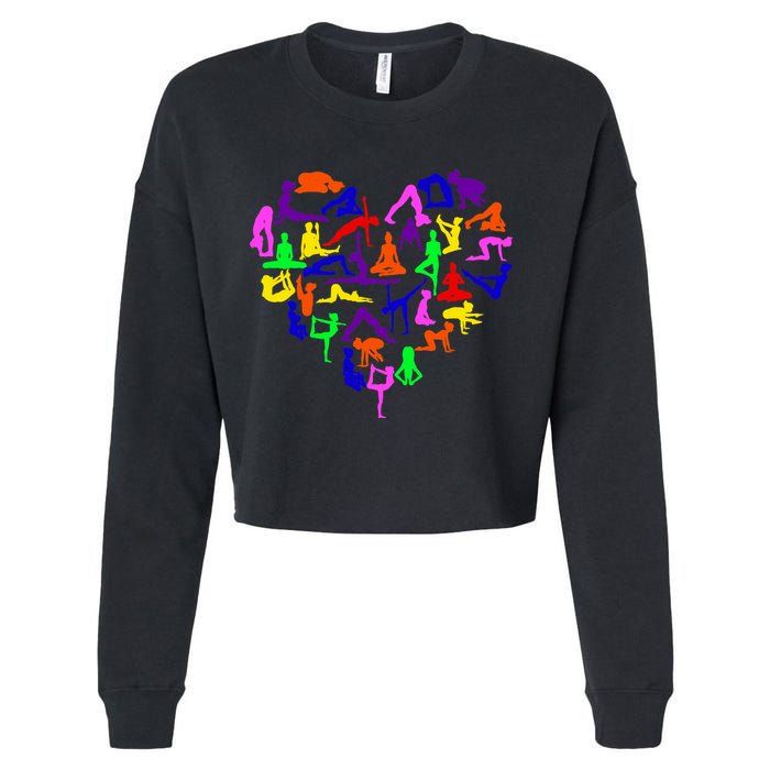 Heart Made Up Of YOGA Positions Cropped Pullover Crew