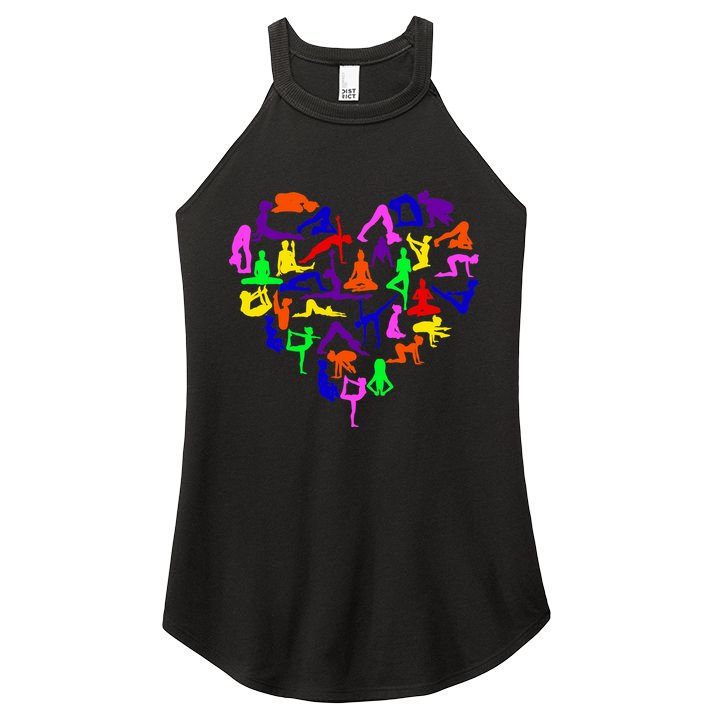 Heart Made Up Of YOGA Positions Women's Perfect Tri Rocker Tank