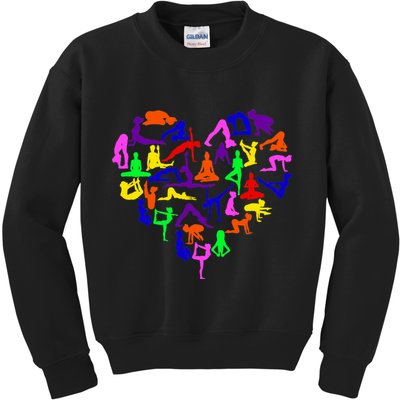 Heart Made Up Of YOGA Positions Kids Sweatshirt