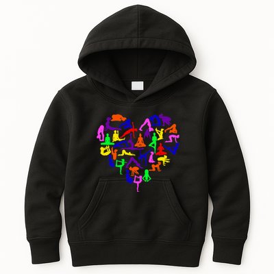 Heart Made Up Of YOGA Positions Kids Hoodie