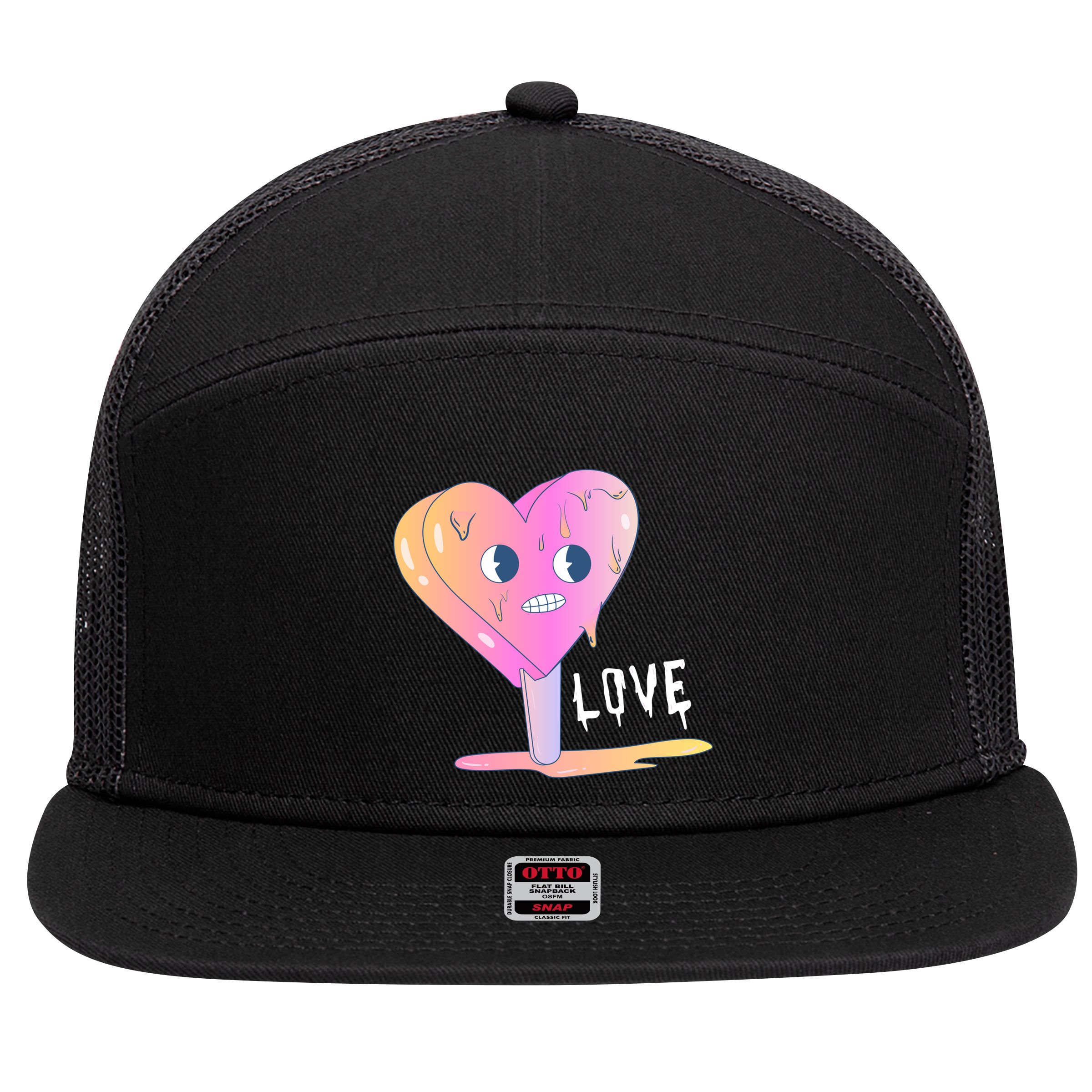 Heart Melting Popsicle Love 7 Panel Mesh Trucker Snapback Hat