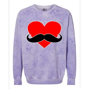 Heart Mustache Funny Valentine's Day Logo Colorblast Crewneck Sweatshirt