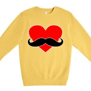 Heart Mustache Funny Valentine's Day Logo Premium Crewneck Sweatshirt