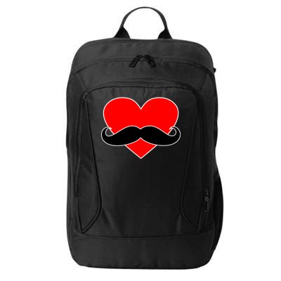 Heart Mustache Funny Valentine's Day Logo City Backpack