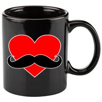 Heart Mustache Funny Valentine's Day Logo 11oz C Handle Ceramic Mug