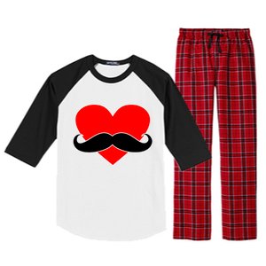 Heart Mustache Funny Valentine's Day Logo Raglan Sleeve Pajama Set