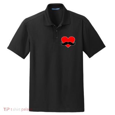 Heart Mustache Funny Valentine's Day Logo Dry Zone Grid Polo
