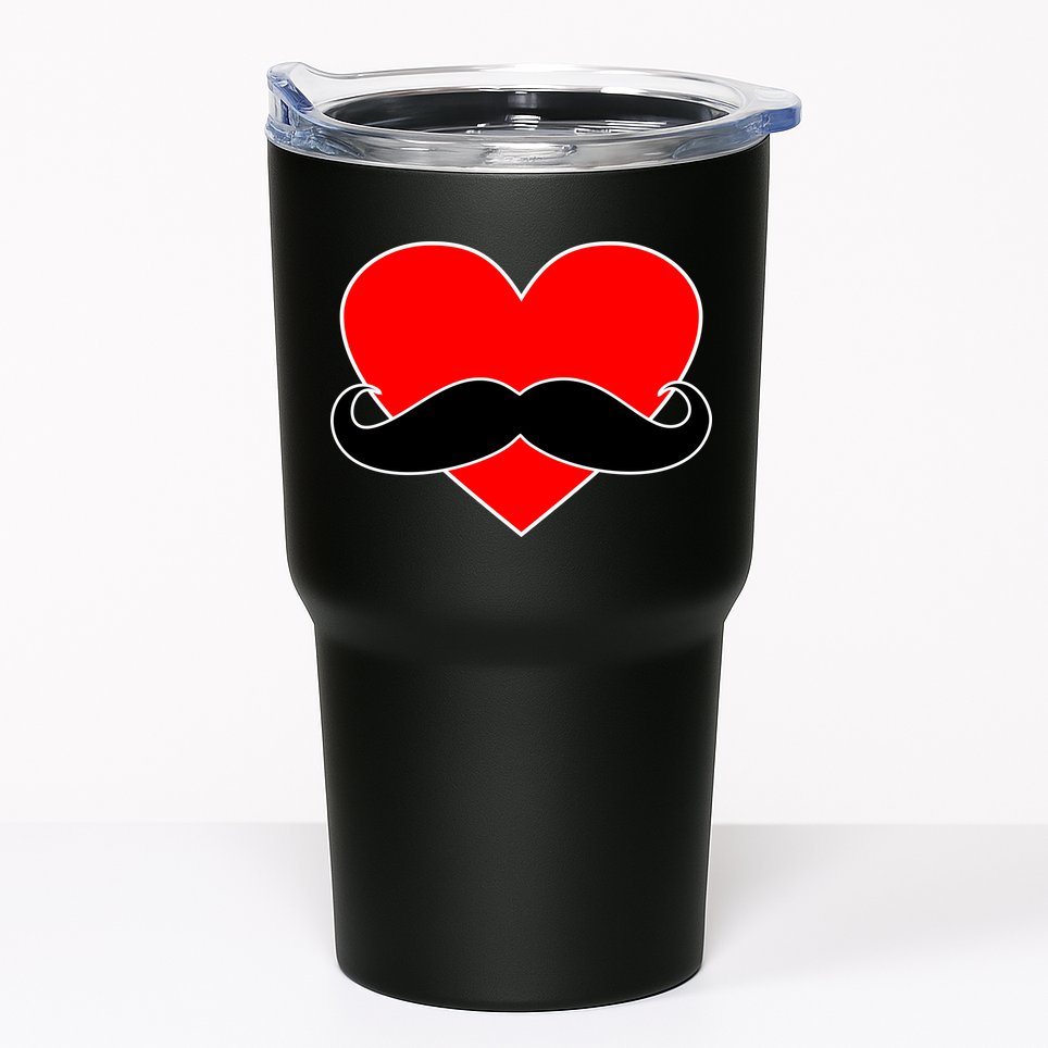 Heart Mustache Funny Valentine's Day Logo Tumbler