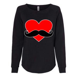 Heart Mustache Funny Valentine's Day Logo Womens California Wash Sweatshirt