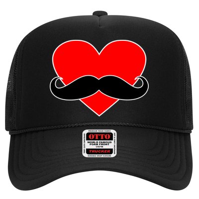 Heart Mustache Funny Valentine's Day Logo Trucker Hat