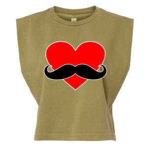 Heart Mustache Funny Valentine's Day Logo Garment-Dyed Women's Muscle Tee