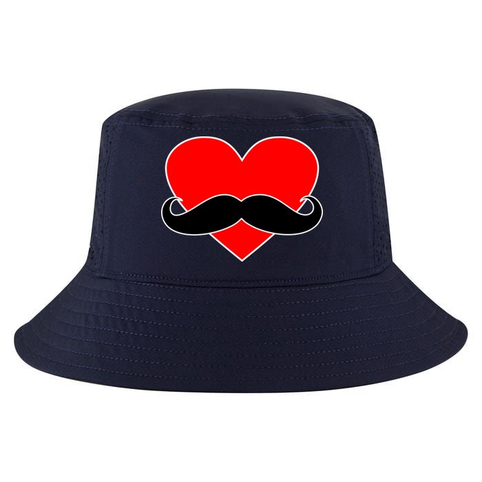 Heart Mustache Funny Valentine's Day Logo Cool Comfort Performance Bucket Hat