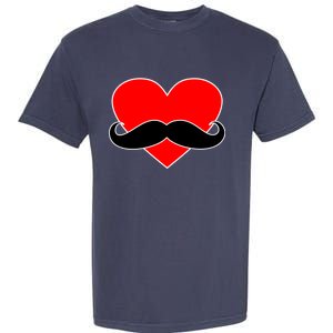 Heart Mustache Funny Valentine's Day Logo Garment-Dyed Heavyweight T-Shirt