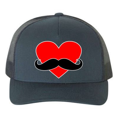 Heart Mustache Funny Valentine's Day Logo Yupoong Adult 5-Panel Trucker Hat