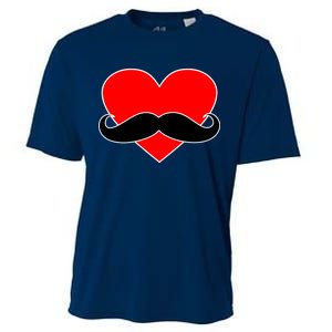 Heart Mustache Funny Valentine's Day Logo Cooling Performance Crew T-Shirt