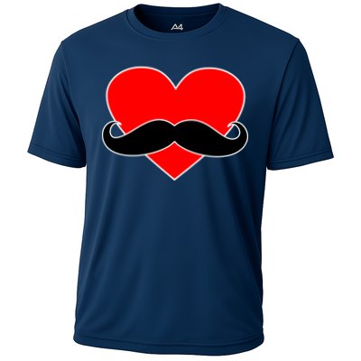 Heart Mustache Funny Valentine's Day Logo Performance Shirt