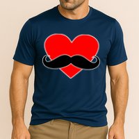 Heart Mustache Funny Valentine's Day Logo Cooling Performance Crew T-Shirt