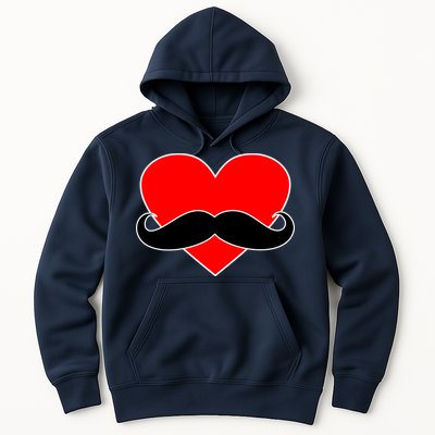 Heart Mustache Funny Valentine's Day Logo Hoodie
