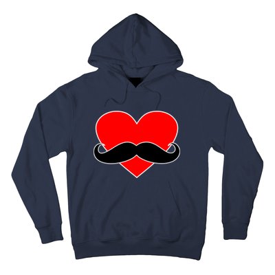 Heart Mustache Funny Valentine's Day Logo Hoodie