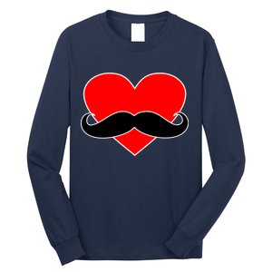 Heart Mustache Funny Valentine's Day Logo Long Sleeve Shirt