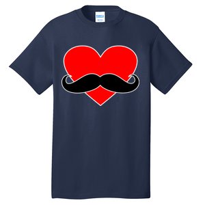 Heart Mustache Funny Valentine's Day Logo Tall T-Shirt