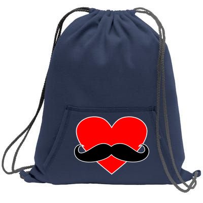 Heart Mustache Funny Valentine's Day Logo Sweatshirt Cinch Pack Bag