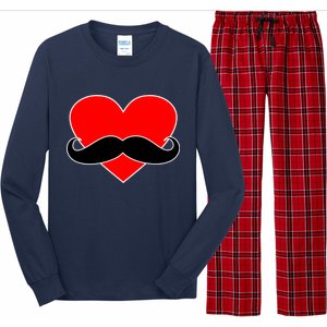 Heart Mustache Funny Valentine's Day Logo Long Sleeve Pajama Set