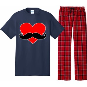 Heart Mustache Funny Valentine's Day Logo Pajama Set