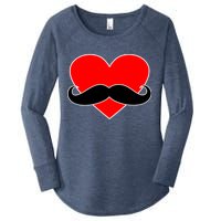 Heart Mustache Funny Valentine's Day Logo Women's Perfect Tri Tunic Long Sleeve Shirt