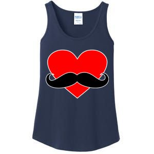 Heart Mustache Funny Valentine's Day Logo Ladies Essential Tank