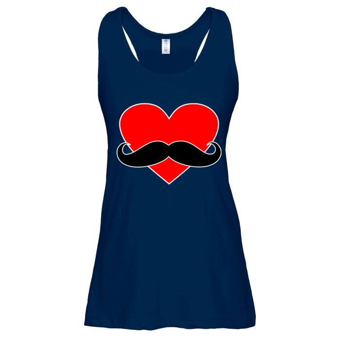 Heart Mustache Funny Valentine's Day Logo Ladies Essential Flowy Tank