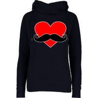 Heart Mustache Funny Valentine's Day Logo Womens Funnel Neck Pullover Hood