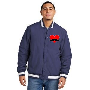 Heart Mustache Funny Valentine's Day Logo Insulated Varsity Jacket