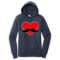 Heart Mustache Funny Valentine's Day Logo Women's Pullover Hoodie