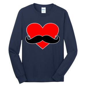 Heart Mustache Funny Valentine's Day Logo Tall Long Sleeve T-Shirt