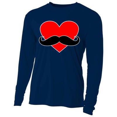 Heart Mustache Funny Valentine's Day Logo Cooling Performance Long Sleeve Crew