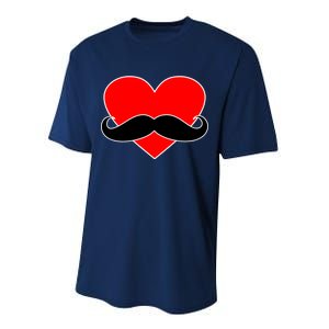 Heart Mustache Funny Valentine's Day Logo Performance Sprint T-Shirt