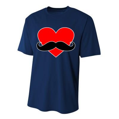 Heart Mustache Funny Valentine's Day Logo Performance Sprint T-Shirt