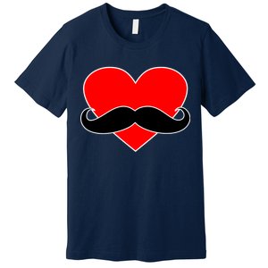 Heart Mustache Funny Valentine's Day Logo Premium T-Shirt