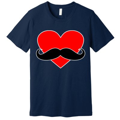 Heart Mustache Funny Valentine's Day Logo Premium T-Shirt
