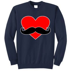 Heart Mustache Funny Valentine's Day Logo Tall Sweatshirt