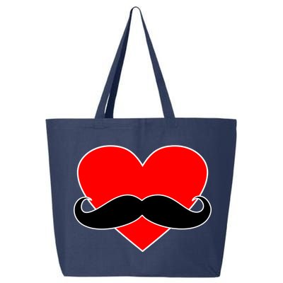 Heart Mustache Funny Valentine's Day Logo 25L Jumbo Tote