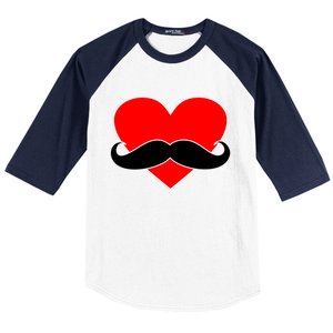 Heart Mustache Funny Valentine's Day Logo Baseball Sleeve Shirt