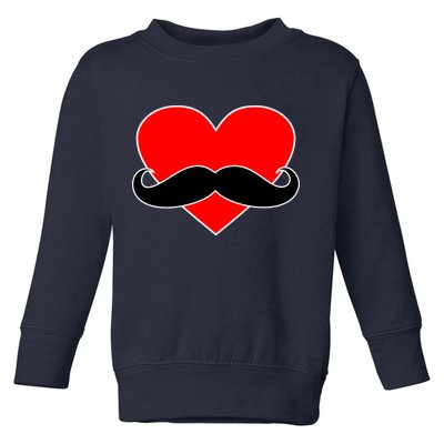 Heart Mustache Funny Valentine's Day Logo Toddler Sweatshirt