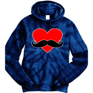 Heart Mustache Funny Valentine's Day Logo Tie Dye Hoodie